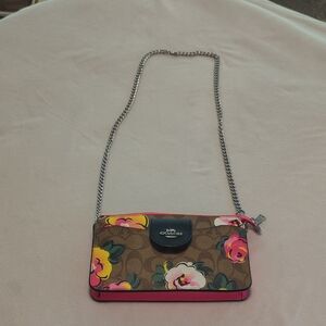 Coach Floral 'poppy' Crossbody Bag - Brown and Pink